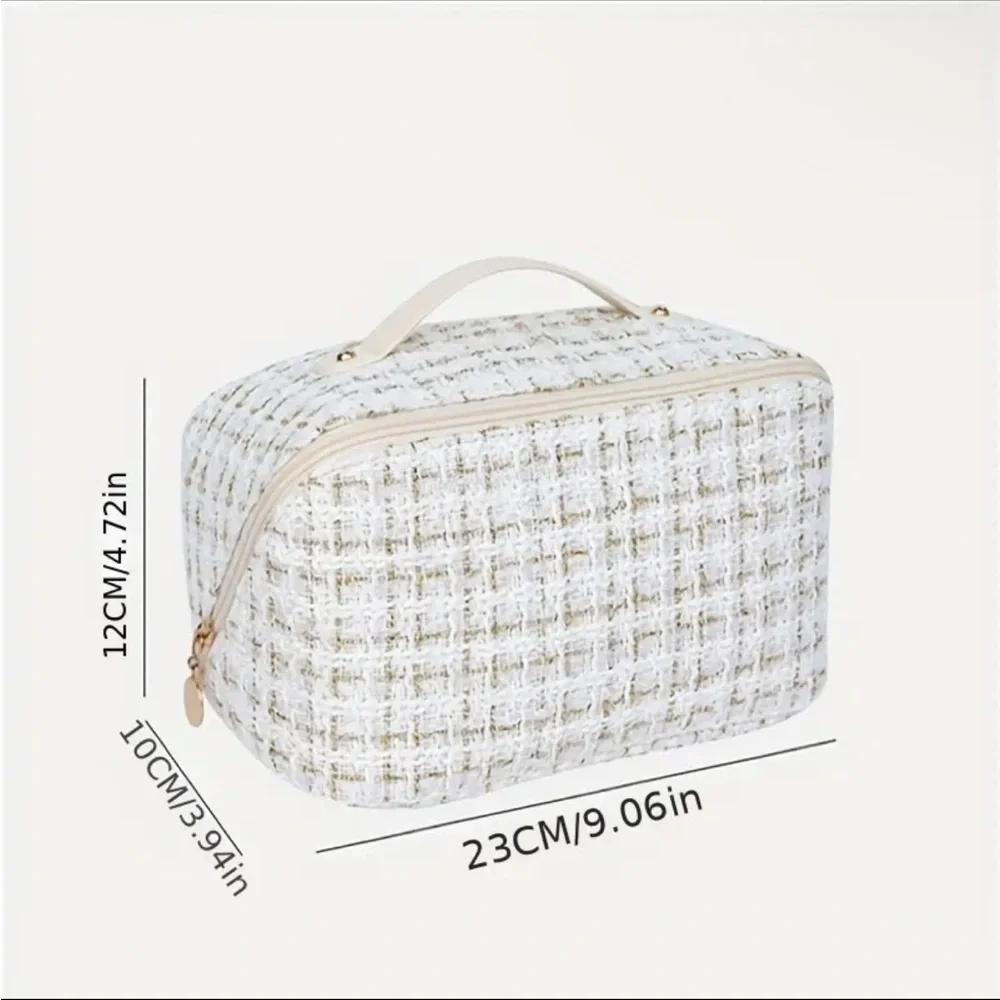 Large diagonal Tweed Cosmetic Storage Bag